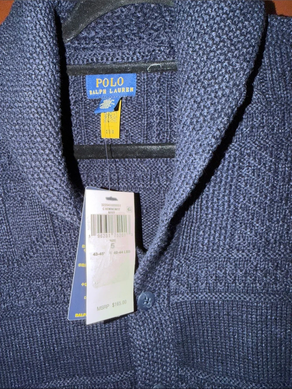 Ralph Lauren Kids Navy Shawl-Collar Knit Cardigan